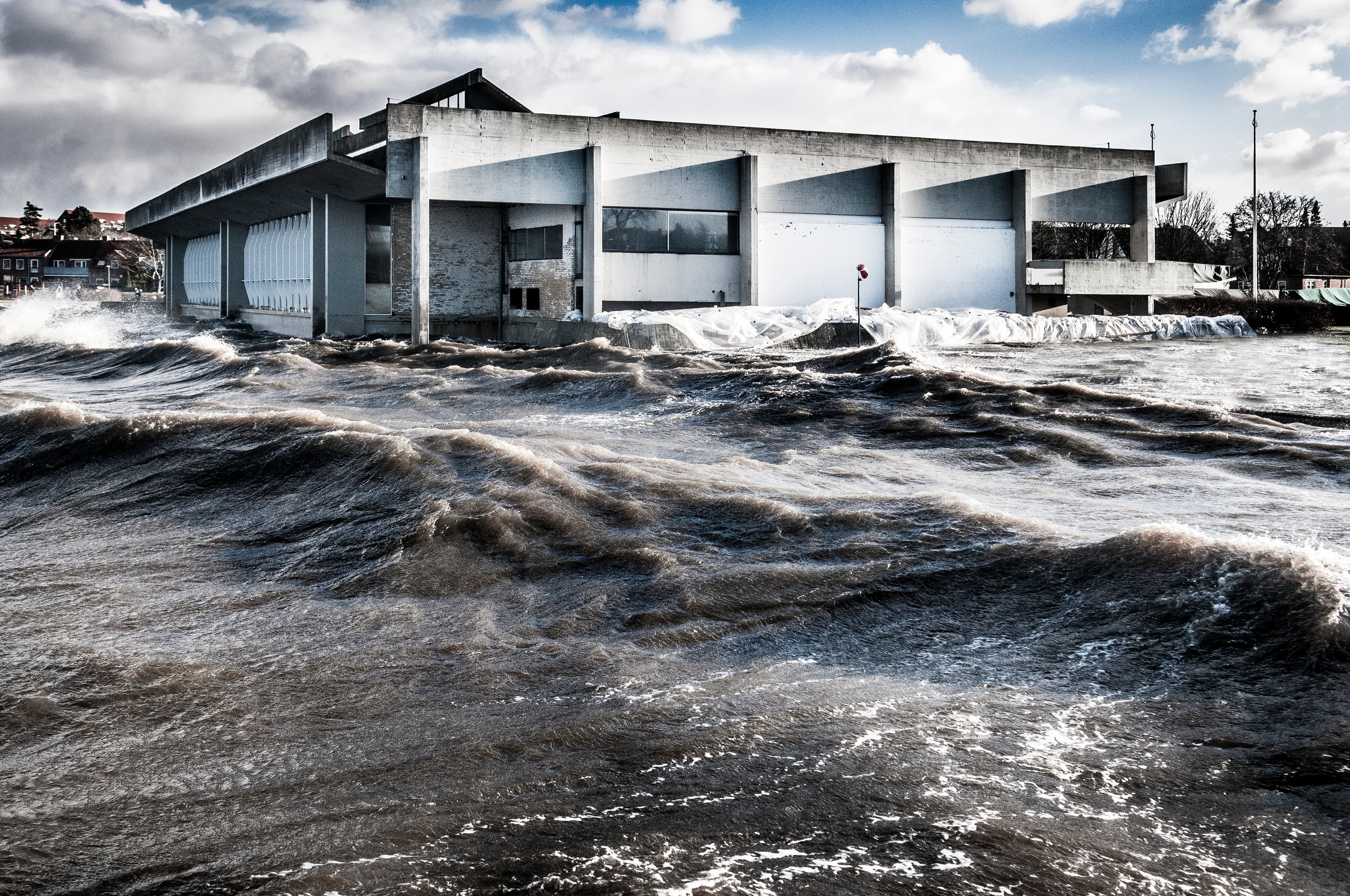 vikingeskibsmuseet i Roskilde under stormen Bodil